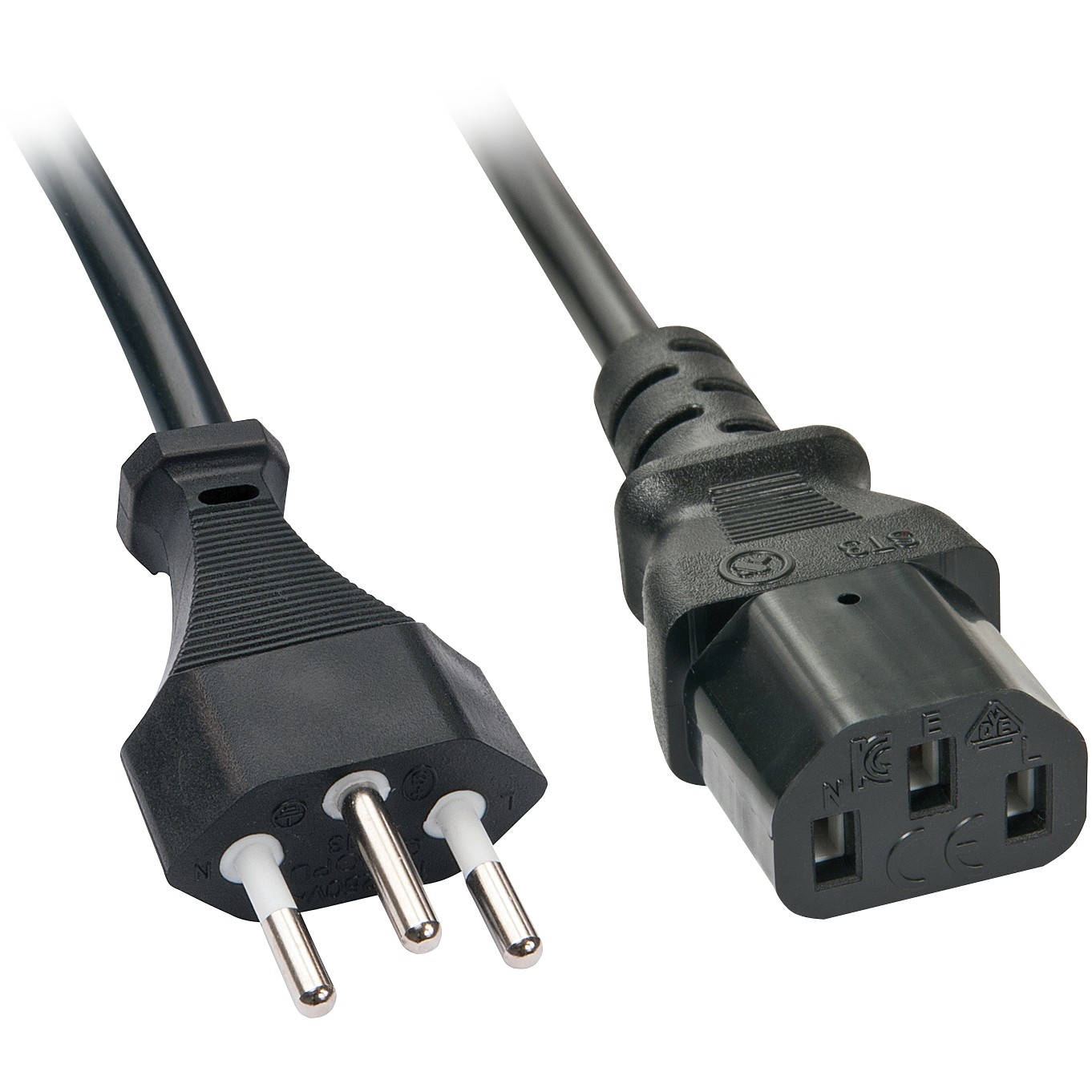 Kabllo për Furnizim me Energji IEC / LINDY Power Cable Swiss Plug to IEC320 C13 / 2m – Zezë
