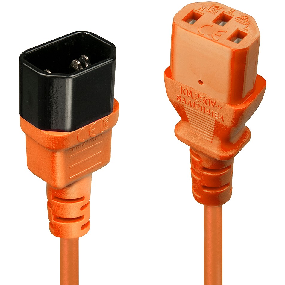Kabllo për Furnizim me Energji IEC / LINDY Power Extension Cable IEC C14 to C13 / 2m – Portokalli
