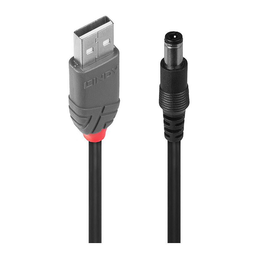 Kabllo USB / LINDY USB 2.0 Typ A / an DC 5.5/2.5mm St / Adapter 1.5m