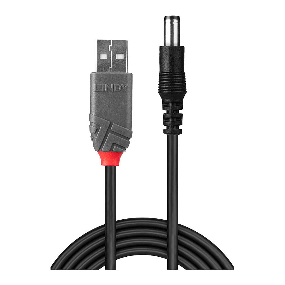 Kabllo USB / LINDY USB 2.0 Typ A / an DC 5.5/2.5mm St / Adapter 1.5m - Figura 2
