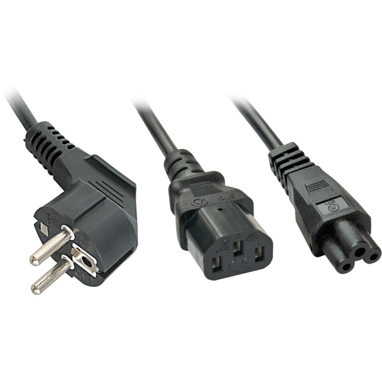 Kabllo për Furnizim me Energji IEC / LINDY IEC Y-Power Cable to IEC C13 & C5 Schuko Plug/C13 / 2m – Zezë