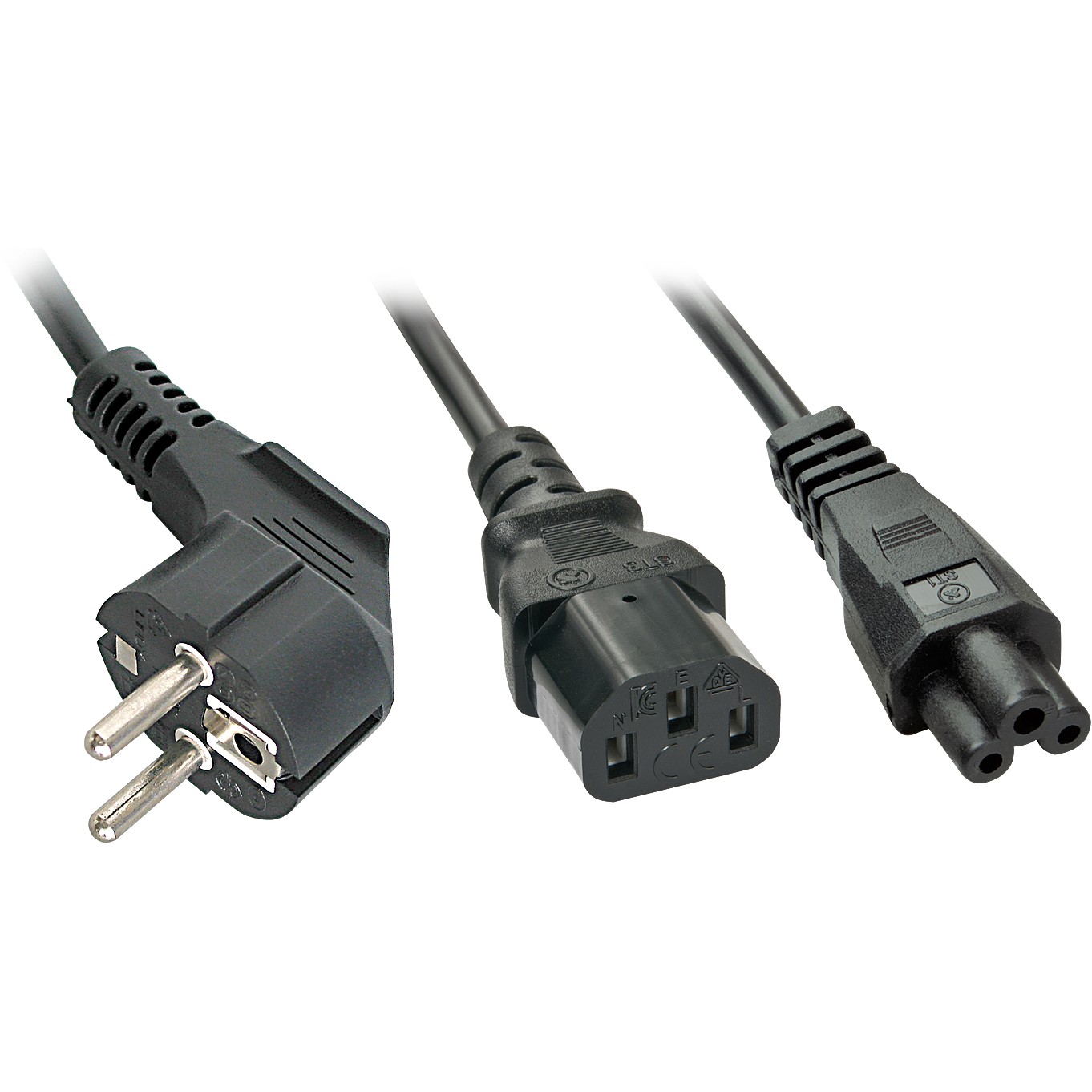 Kabllo për Furnizim me Energji IEC / LINDY IEC Y-Power Cable to IEC C13 & C5 Schuko Plug/C13 / 2m – Zezë