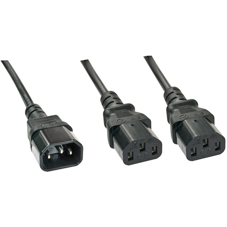 Kabllo për Furnizim me Energji LINDY Cable / 1m / IEC C14 → 2x IEC C13 - Zezë