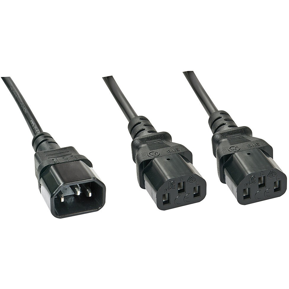 Kabllo për Furnizim me Energji LINDY Cable / 1m / IEC C14 → 2x IEC C13 - Zezë