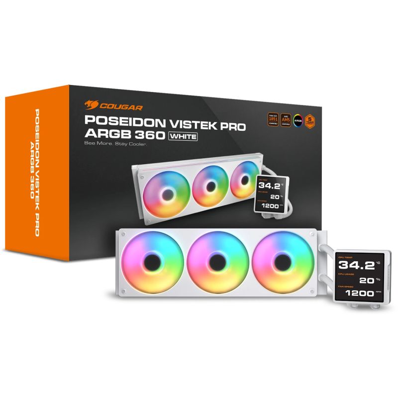 Ftohës për Procesor COUGAR Poseidon Vistek Pro 360 ARGB / CPU Liquid Cooler - Bardhë - Figura 4
