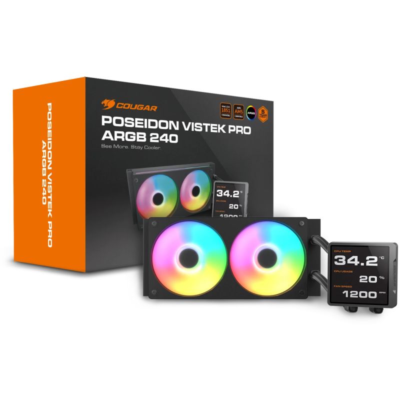Ftohës për Procesor COUGAR Poseidon Vistek Pro 240 ARGB / CPU Liquid Cooler - Zezë - Figura 4
