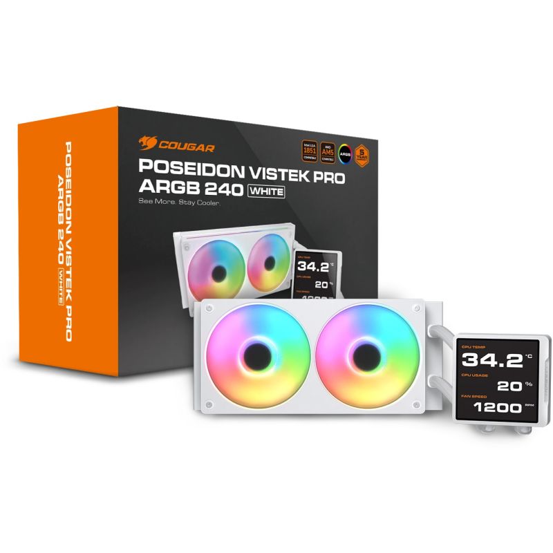 Ftohës për Procesor COUGAR Poseidon Vistek Pro 240 ARGB / CPU Liquid Cooler - Bardhë - Figura 4
