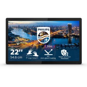 Monitor Philips 222B1TFL / 21.5″ Full HD IPS  Touchscreen / 16:9 / 60Hz / 4ms / HDMI + DP + VGA + USB / E zezë / SmoothTouch