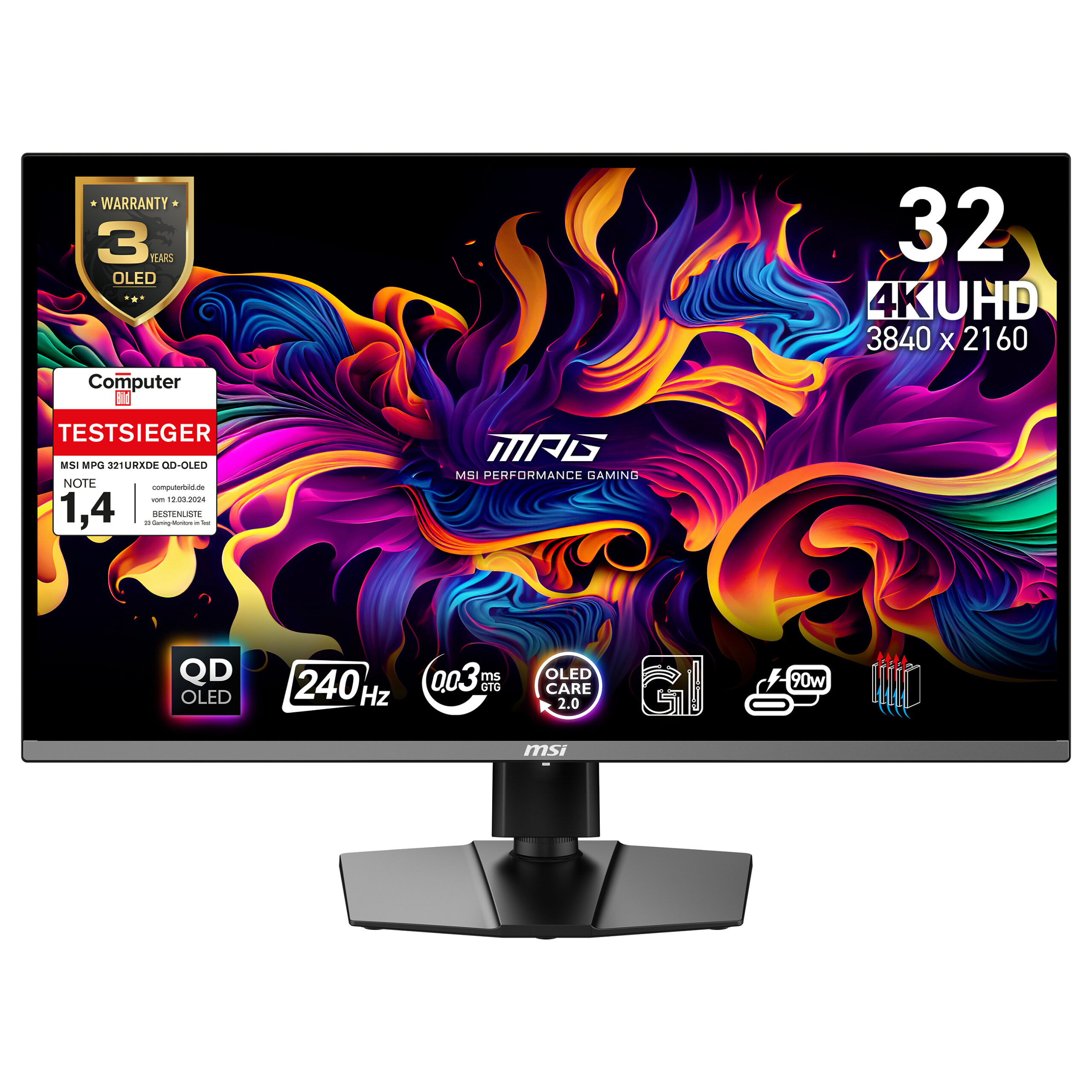 Monitor Gaming MSI MPG 321URXDE / 31.5" / 4K Ultra HD / QD-OLED / 240 Hz / 0.03 ms / HDMI+USB+DP - Zezë