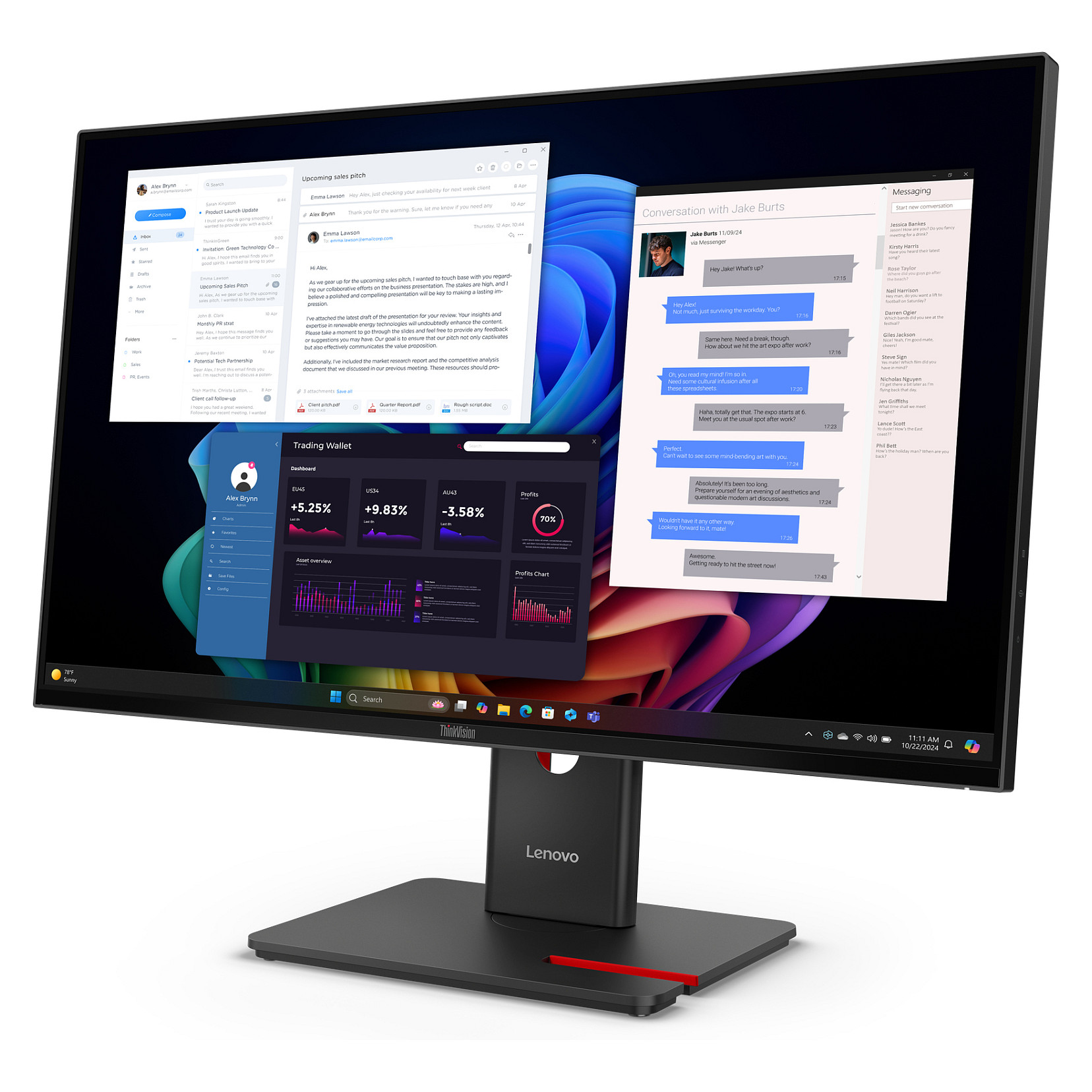 Monitor Lenovo ThinkVision T27UD-40 / 27" / 4K Ultra HD IPS / LCD / 60 Hz / 6 ms / HDMI+USB+DP - Zezë - Figura 2