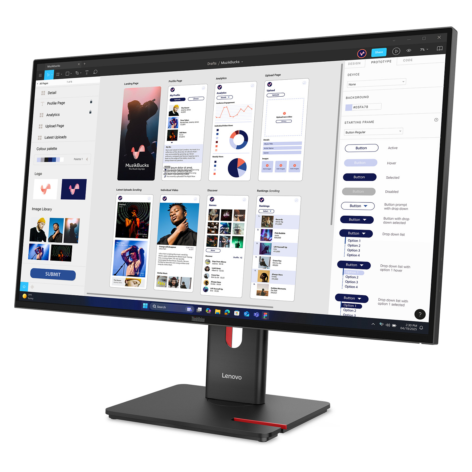 Monitor Lenovo ThinkVision T32UD-40 / 31.5" / 4K Ultra HD IPS / LCD / 60 Hz / 6 ms / HDMI+USB+DP - Zezë - Figura 2