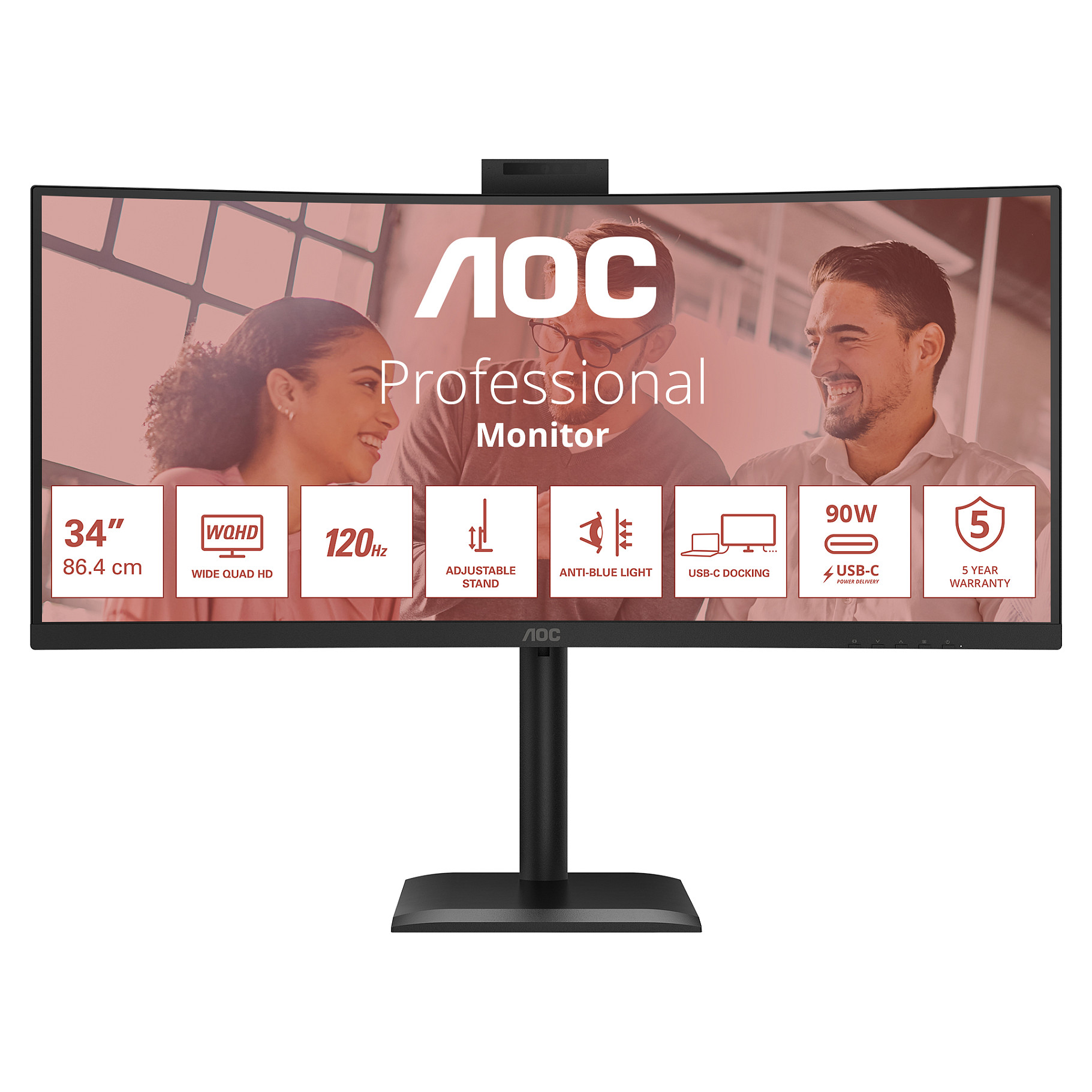 Monitor AOC CU34E4CV / 34"/ UltraWide Quad HD VA / LED / Curved / 120 Hz / 4 ms / HDMI+USB+DP+HDCP - Zezë