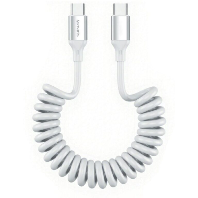 Kabllo USB-C 4smarts Coiled Cable / 100W – Bardhë