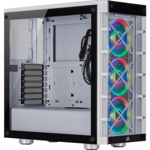 Kasë CORSAIR Midi Crystal 465X Tempered Glass Smart Case (W) – Bardhë