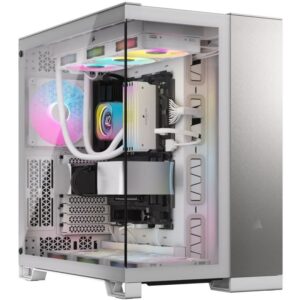 Kasë CORSAIR Midi 6500X Tempered Glass – Bardhë/Gri Satin
