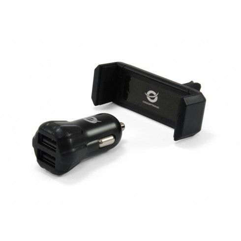 Conceptronic 2-Port USB Car Charger with Phone Holder / 2x USB-A / 10W – Zezë
