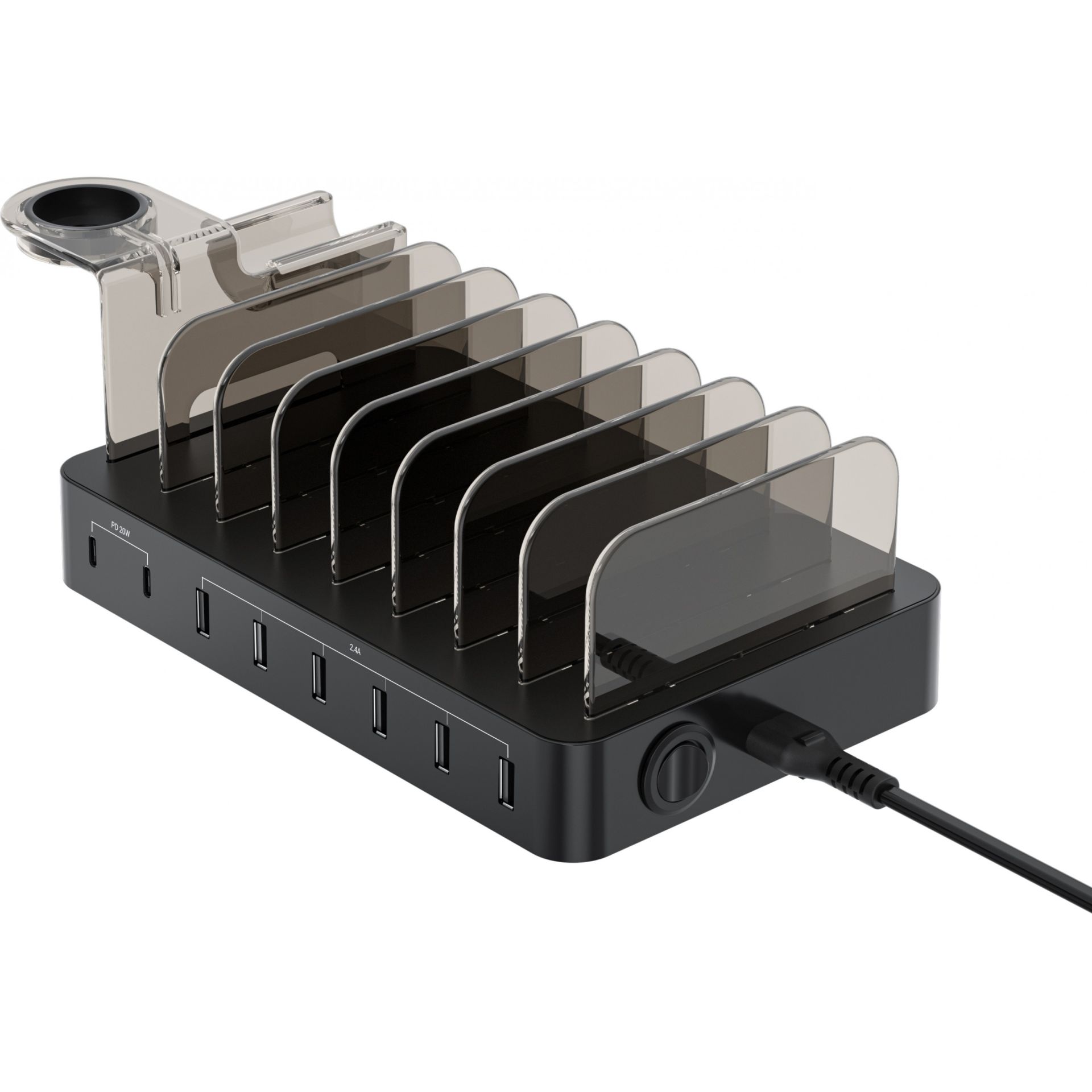 Conceptronic 8-Port USB Charger  6x USB-A / 2x USB-C – 75W PD / 3.0 – Zezë