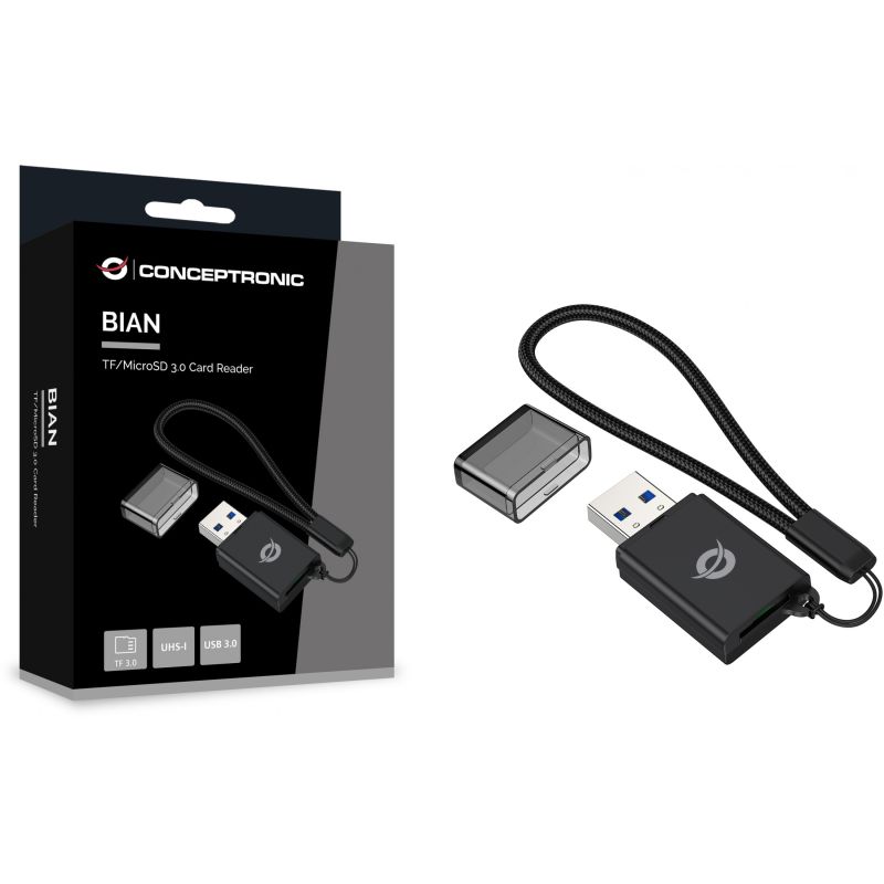 Aksesorë për telefon Conceptronic USB-A 3.0 Card Reader TF/MicroSD 3.0 – Zezë - Figura 4