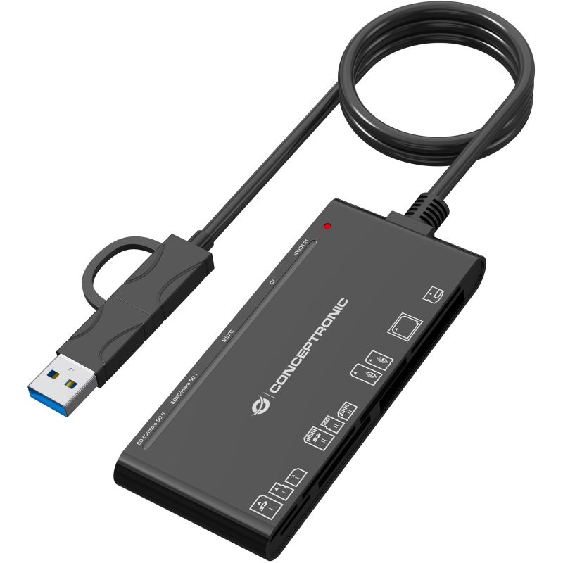 Aksesorë për telefon Conceptronic 7-in-1 Card Reader USB-A/USB-C 3.2 – Zezë - Figura 4