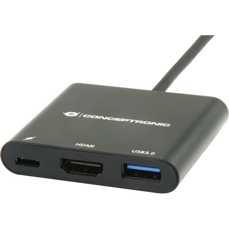 Hub Udhëtimi CONCEPTRONIC 3-në-1 USB-C në HDMI/USB-A 60W PD - Zezë - Figura 2