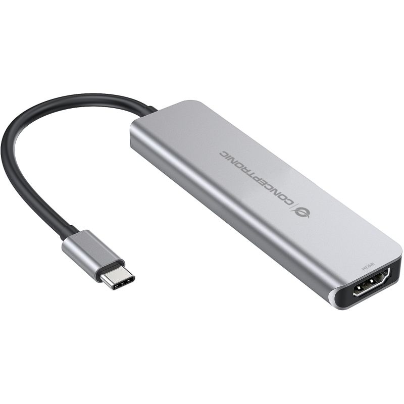Hub Udhëtimi CONCEPTRONIC 4-në-1 USB-C në HDMI/2xUSB 3.0 60W PD - Hiri - Figura 2