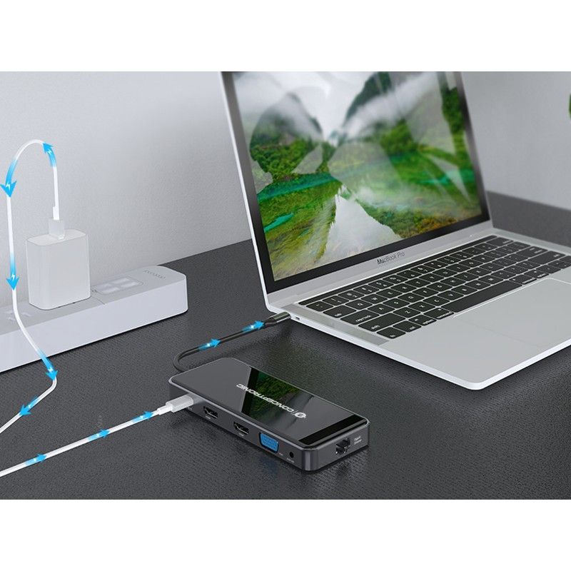 Docking Station CONCEPTRONIC 7-në-1 USB-C në 2xHDMI/3xUSB-A/GbE - Hiri - Figura 3