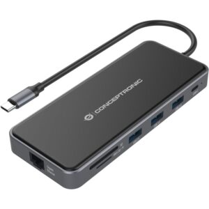 Docking Station CONCEPTRONIC 12-në-1 USB-C në 2xHDMI/3xUSB-A/AUX - Hiri