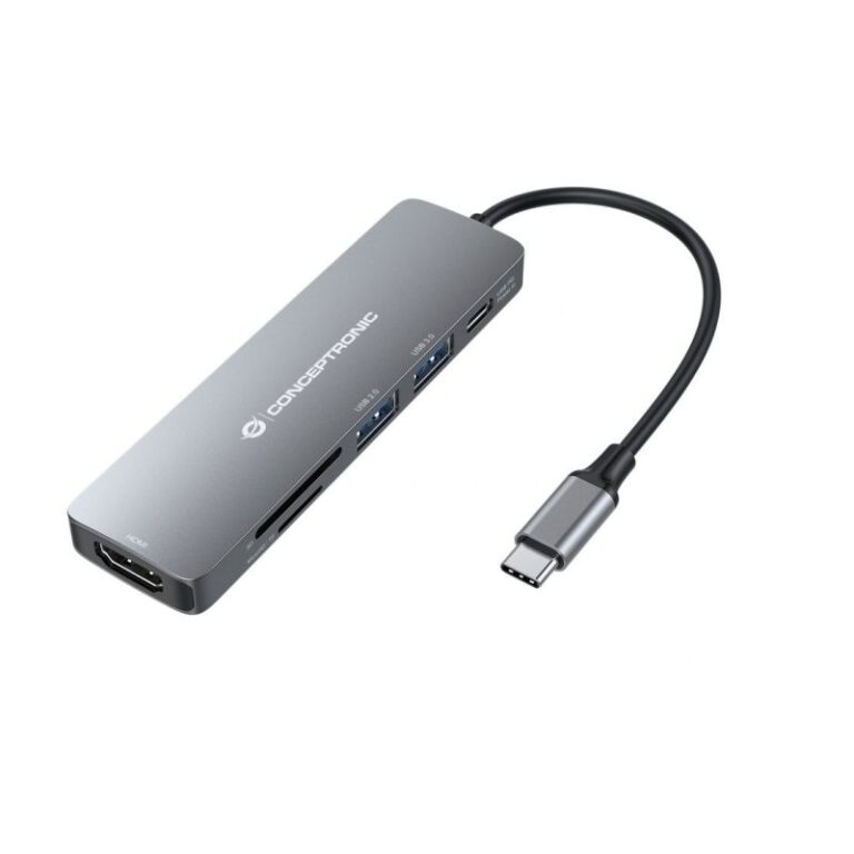 Hub Udhëtimi CONCEPTRONIC 6-në-1 USB-C në HDMI/2xUSB-A/SD/TF - Hiri