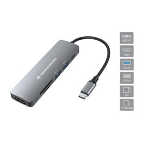 Hub Udhëtimi CONCEPTRONIC 6-në-1 USB-C në HDMI/2xUSB-A/SD/TF – Hiri 8