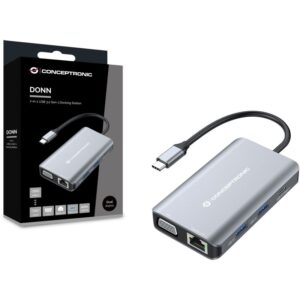 Hub Udhëtimi CONCEPTRONIC 7-në-1 USB-C në HDMI/3xUSB-A/VGA – Hiri 7