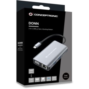 Hub Udhëtimi CONCEPTRONIC 7-në-1 USB-C në HDMI/3xUSB-A/VGA – Hiri 8