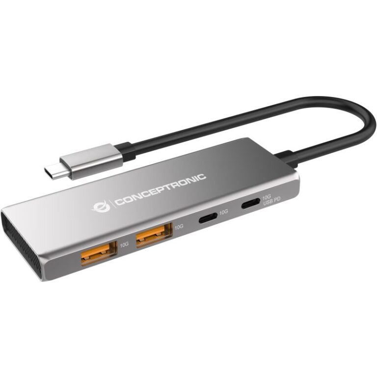 Hub Udhëtimi CONCEPTRONIC 4-në-1 USB-C në 2xUSB-C/2xUSB-A 100W PD - Hiri