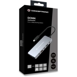 Hub Udhëtimi CONCEPTRONIC 6-në-1 USB-C në HDMI/USB-A/GbE/AUX – Hiri 8