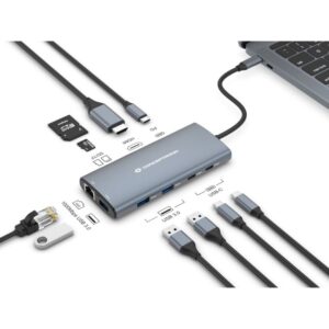 Hub Udhëtimi CONCEPTRONIC 10-në-1 USB-C në HDMI/2xUSB-C/3xUSB-A – Hiri 8
