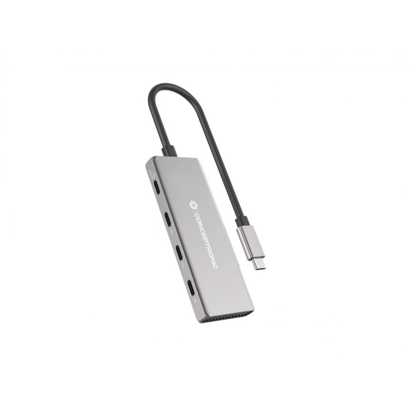 Hub Udhëtimi CONCEPTRONIC 4-në-1 USB-C në 3xUSB-C 100W PD - Hiri