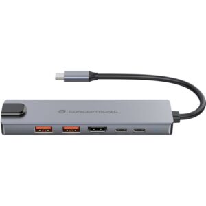 Hub Udhëtimi CONCEPTRONIC 6-në-1 USB-C në HDMI/2xUSB-A/USB-C – Argjend 8