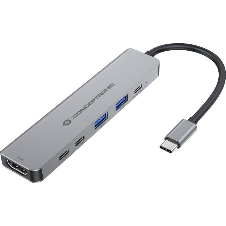 Hub Udhëtimi CONCEPTRONIC 6-në-1 USB-C në HDMI/2xUSB-A/2xUSB-C - Hiri