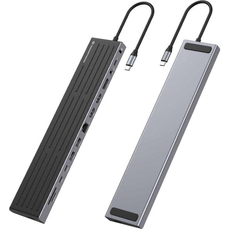 Docking Station CONCEPTRONIC 14-në-1 USB-C në 2xHDMI/DP/2xUSB-C - Zezë - Figura 3