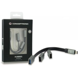 HUB Conceptronic / 3‑Port / USB‑C 3.2 Gen1 → 2x USB‑A 2.0 + 1x USB‑A 3.0 / Bus‑Powered – Gri 6