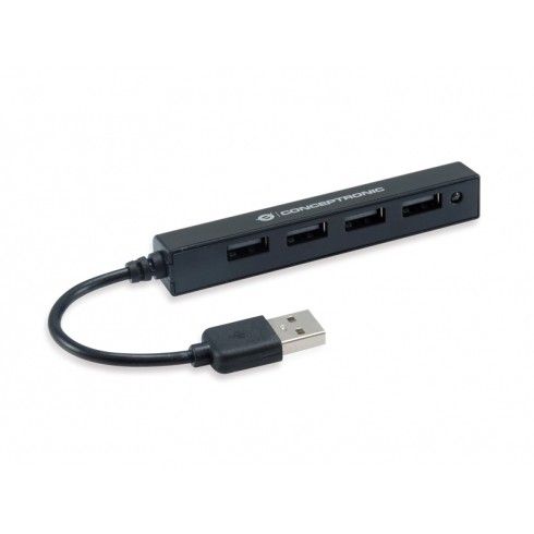 HUB Conceptronic / 4‑Port / USB‑A 2.0 → 4x USB‑A 2.0 / Slim Bus‑Powered – Zezë