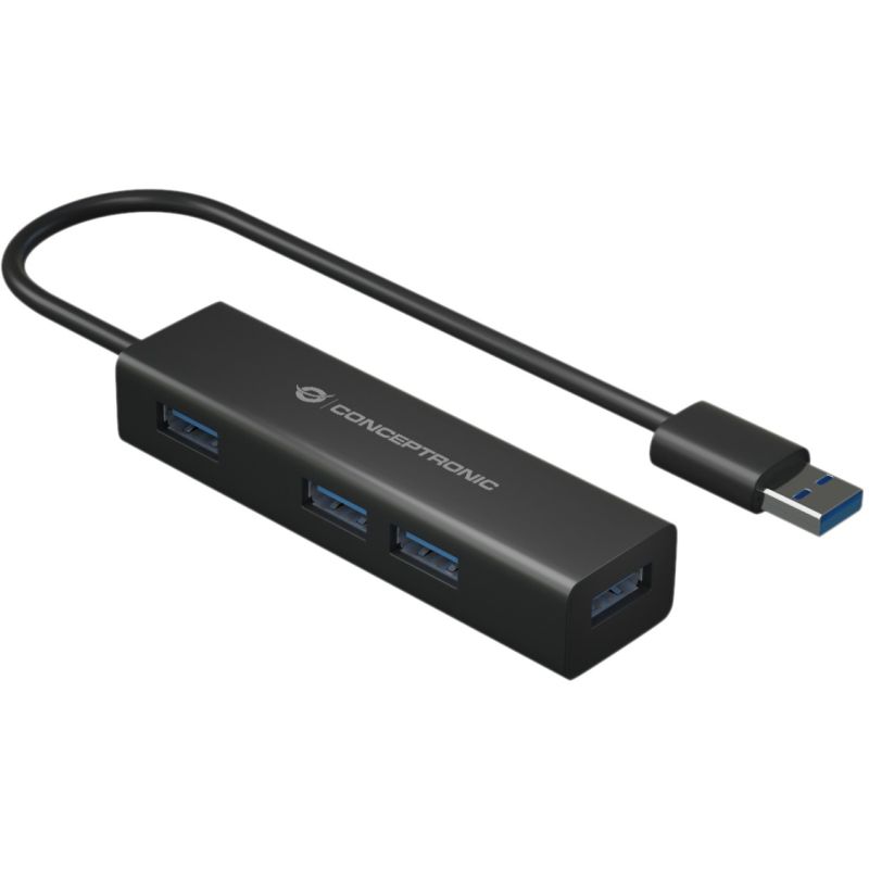 HUB Conceptronic / 4‑Port / USB‑A 3.0 + USB‑C Adapter → 4x USB‑A 3.0 / Bus‑Powered – Zezë - Figura 3