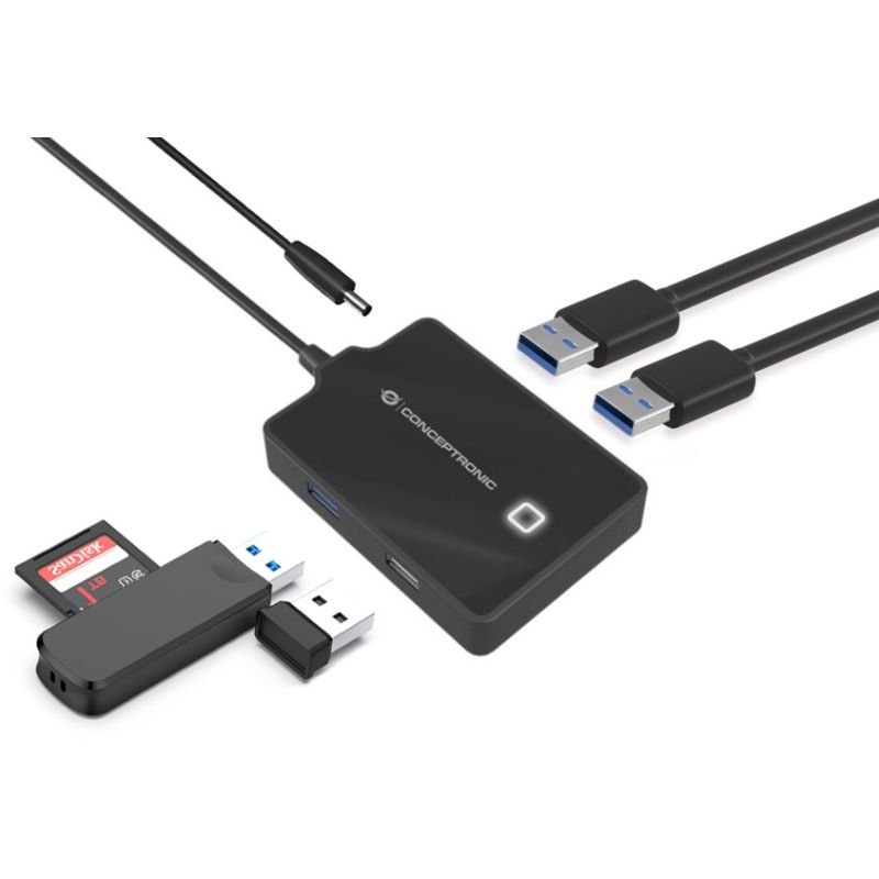 HUB Conceptronic / 4‑Port / USB‑A 3.0 → 3x USB‑A 2.0 + 1x USB‑A 3.0 / DC Bus‑Powered – Zezë - Figura 2