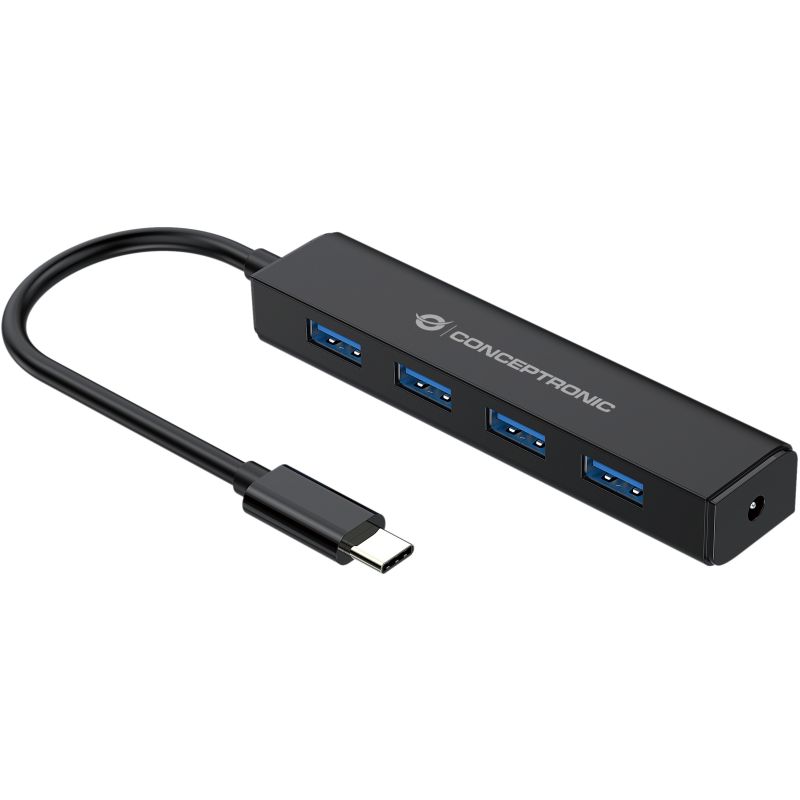 HUB Conceptronic / 4‑Port / USB‑C 3.2 Gen1 → 4x USB‑A 3.0 / Bus‑Powered – Zezë