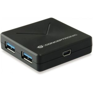 HUB Conceptronic / 4‑Port / USB‑A 3.0 + Mini‑B → 4x USB‑A 3.0 / Bus‑Powered – Zezë
