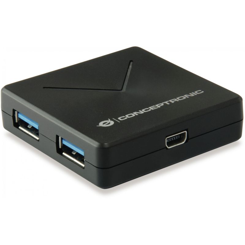 HUB Conceptronic / 4‑Port / USB‑A 3.0 + Mini‑B → 4x USB‑A 3.0 / Bus‑Powered – Zezë