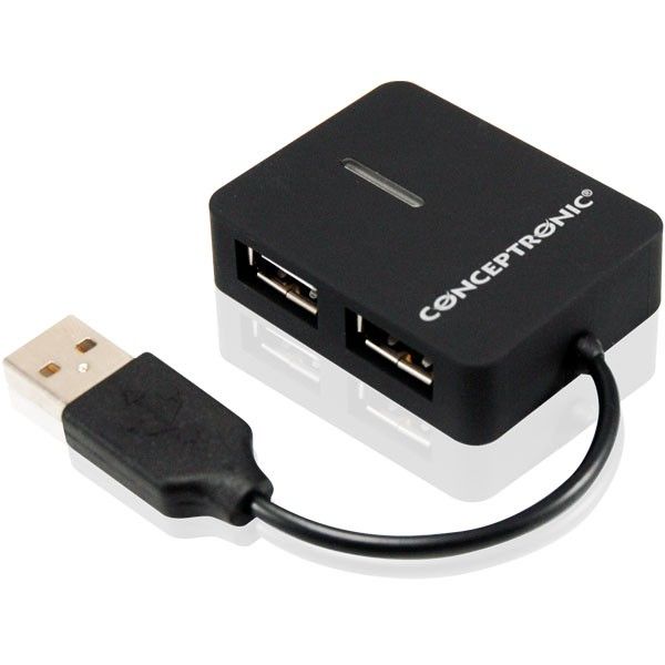 HUB Conceptronic / 4‑Port / USB‑A 2.0 → 4x USB‑A 2.0 / Bus‑Powered – Zezë