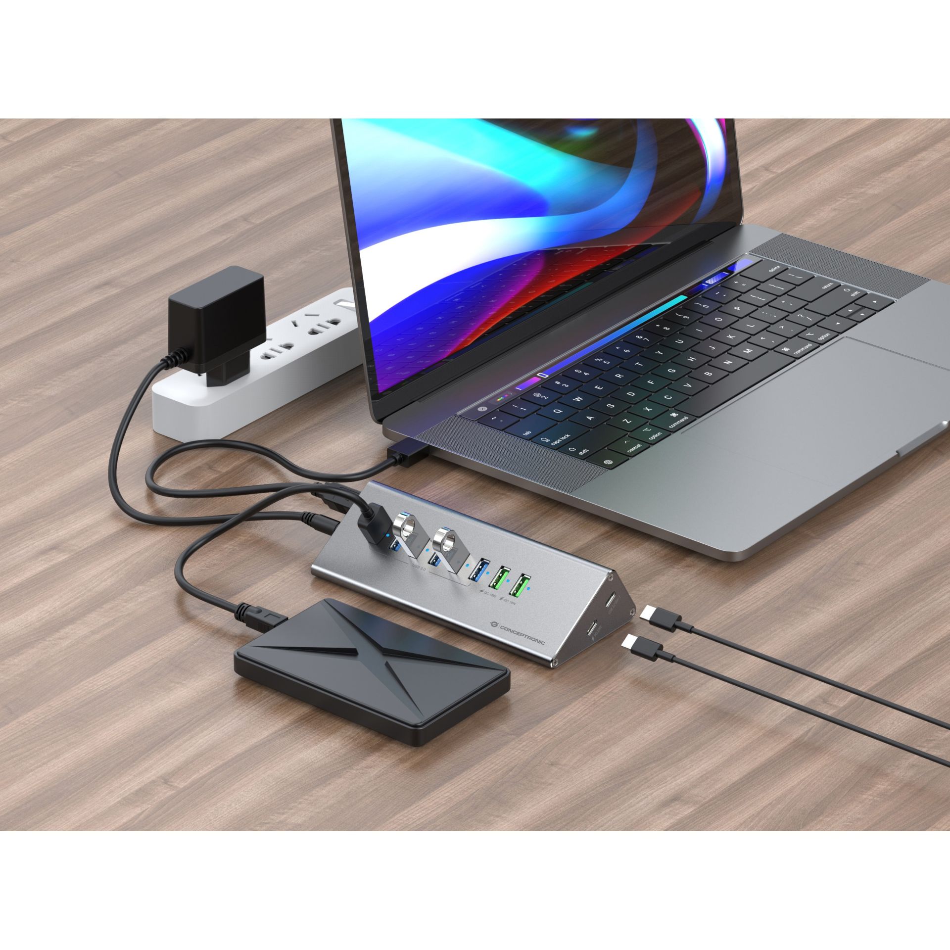 HUB USB 3.0/USB‑C Conceptronic / 10‑Port (6x A3.0) / me furnizim energjie - Gri - Figura 5