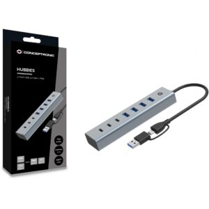 HUB USB 3.0/USB‑C Conceptronic / 4‑Port (4x A3.0) / pa furnizim energjie – Gri 7