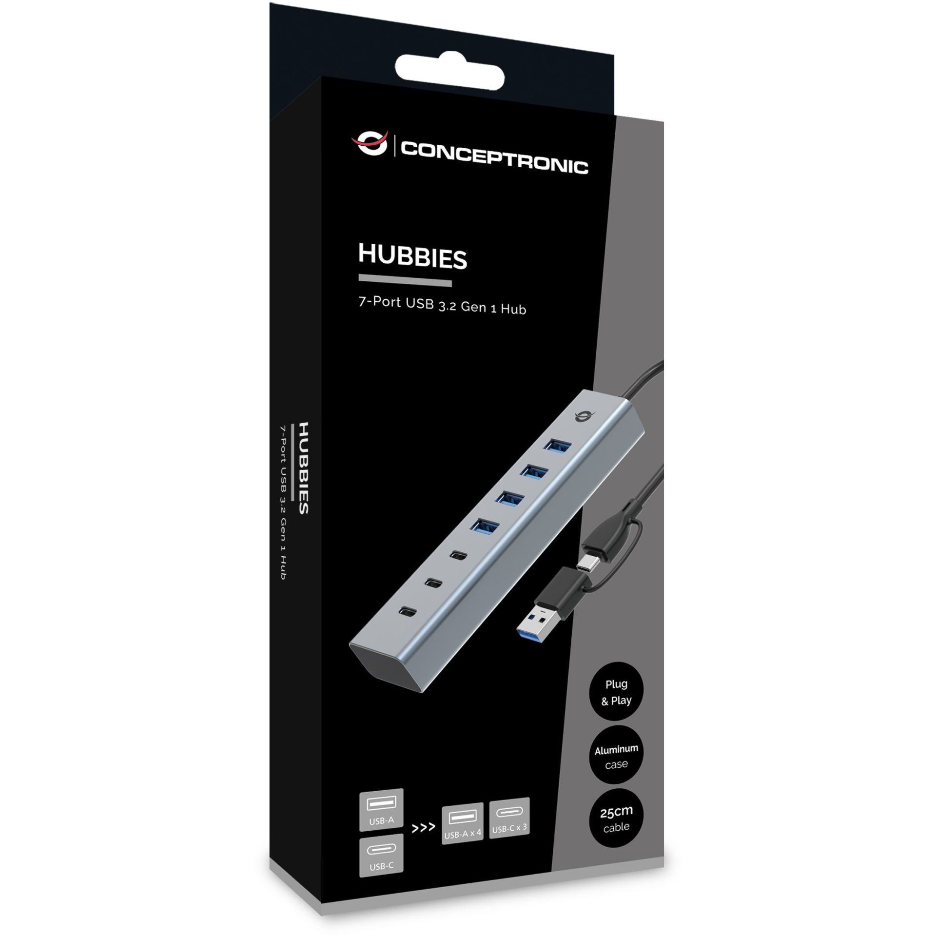 HUB USB 3.0/USB‑C Conceptronic / 4‑Port (4x A3.0) / pa furnizim energjie - Gri - Figura 4