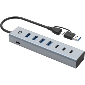 Hub CONCEPTRONIC / 7-Port USB-A 3.0 / USB-C Adapter 4x USB 3.0 + Power Supply – Gri 8